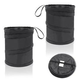 2 Pcs Car Bin, 20x16cm Foldable Car Bins for Front and Back of Car, Black Camping Bin for Car, Portable Mini Trash Can Ideal for Vehicle Clean and Organized and Camping