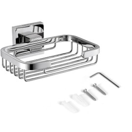 SEIDO 304 Stainless Steel Soap Dish Wall Mount, Chrome Wall Bar Soap Holder for Bathroom & Kitchen, Polished Chrome Soap Saver Tray for Shower Wall