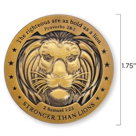 Eagle & Lion Challenge Coin, Gold-Color Plated Christian & Catholic Gifts for Men, Bible Verse Worry Coin for Prayer, Bible Study Supplies, Religious EDC Pocket Coins for Police & Military