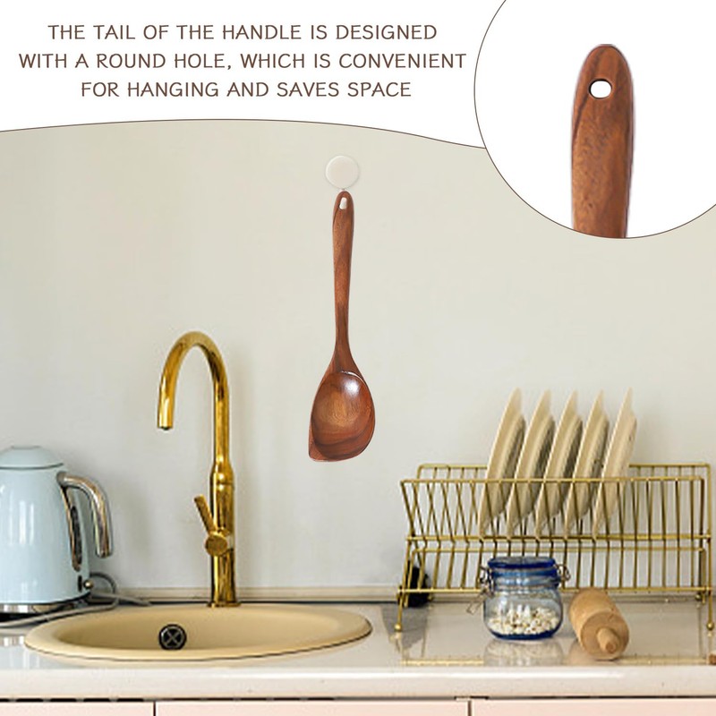 EOWVISN 1 Piece Wooden Spoon And 1 Piece White Hook,