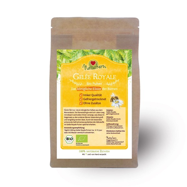 Organic Jelly Royal Powder, 100% Lyophilised Jelly in Proven Natural Heart Quality from Organic Beekeepers (250 g)