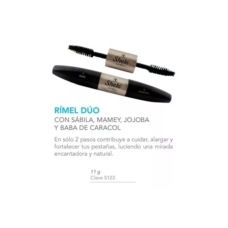 Sheló Nabel Rímel Dúo Con Baba De Caracol Fortalece Pestañas