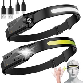 Avlxt LED Headlamp, 2 Pack Rechargeable Flashlight for Adults, 230 Wide Beam Headlight, Motion Sensor Head Lamp, Adjustable Headband Outdoor Waterproof Head Light for Running, Camping, Hiking