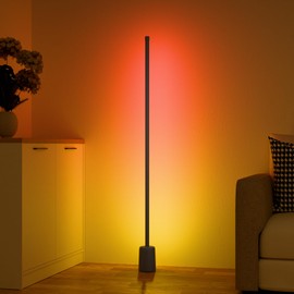 Ailofy Corner Floor Lamp, 1500lm RGBW Corner Lamp Work with Alexa & Google Assistant, 16 Million DIY Colors, Sync with Music, App Control, Modern LED Floor Lamp for Bedroom and Living Room, Black