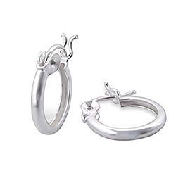 Circle Hoop Creole Earrings 925 Sterling Silver 1.2cm