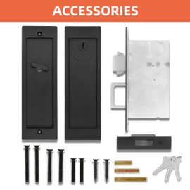 Modern Pocket Door Hardware Privacy Lock, Modern Pocket Door Lock with Hidden Pop-Up Edge Pull, Zinc Alloy (with Keys)