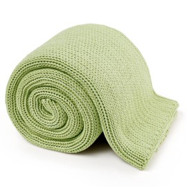 Guohaoi Knitted Weighted Blanket(Light Green 50"x60" 5lbs),Home Décor Cooling Throw Blanket for Hot Sleepers,Hand Made Chunky Knit Heavy Blanket Use on Twin Size Bed