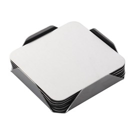 UPKOCH Set of 6 Square Steel Placemats with Non-Slip Coasters Made of Stainless Steel