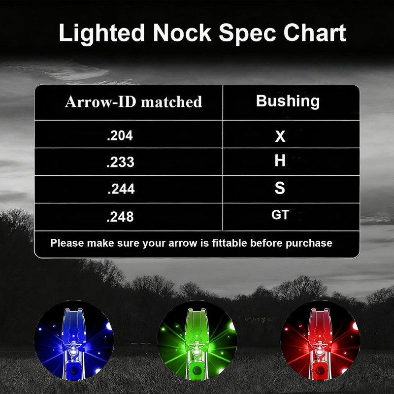 NoxDyn 12pcs X Lighted Nocks for Arrows with .205'' .232''