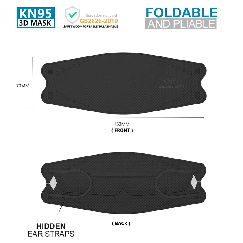 LEVENIS KN95 Face Masks 50 Pack, Breathable Comfortable and Disposable