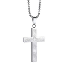 APMGONT Cross Necklace Men's Necklace with Cross Pendant Cross Chain Silver Gold Black Jewellery Stainless Steel Chain Christianity Jewellery Men Women Men Pendant Cross Necklace Gifts, Stainless