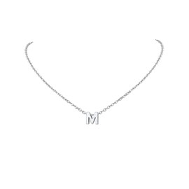 FindChic Alphabet Necklace A-Z Women's Necklace Letter Pendant in Silver Gold, Free Jewellery Box, for Mother's Day, Birthday, Stainless Steel, m