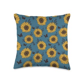 Smarty Pants Designs Modern Sunflower Floral Pattern Throw Pillow, 16x16, Multicolor