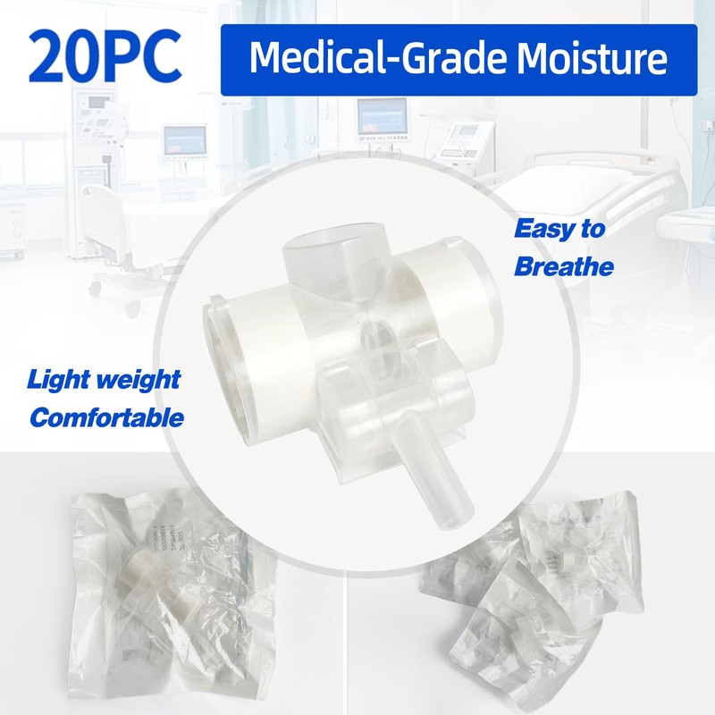 20-Pack HME 1500 T-Shape Tracheostomy Heat and Moisture Exchanger with