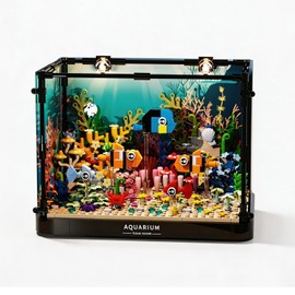 Fish Tank Building Block, Lighting Aquarium Building Sets for Adults and Kids Including Clownfish, Coral, Crab，Flowers, Animal Building Toys for Boys Age 8+, 570pcs