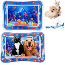 2 Packs Thickened Water Sensor Play Mat for Cats,Cat Water Sensor Play Mat Feel Cool and Comfort,Pet Play Water Sensor Mat for Kids,Cats and Dogs,This is a Funny Cat Water Play Mat (Dolphin Design)