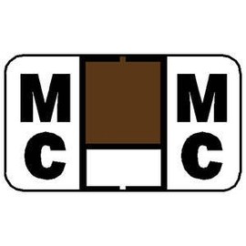 15/16" H x 1-5/8" W Brown & White Jeter Compatible 1" Alpha Label 'MC' (500/Roll) - TBBS-91547