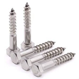 Glvaner M12 x 90mm (4 pcs) Stainless Steel Hex Head Lag Screws, Hexagon Head Wood Screws DIN571, Partial Thread Coverage, Plain Finish