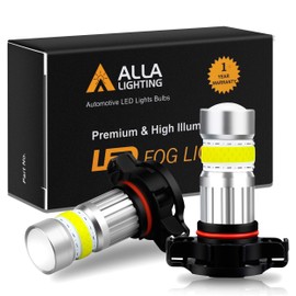 Alla Lighting 2800lm PSX24W 2504 LED Fog Lights Bulbs 12276, 6000K Xenon White Xtreme Super Bright COB-72 12V Cars Trucks Replacement