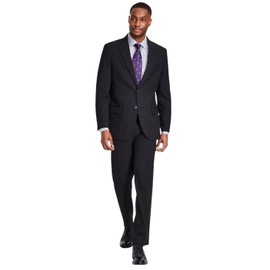 Nautica Mens Modern fit 2 Piece Suit 48 L / 43 Waist Black Solid Stretch