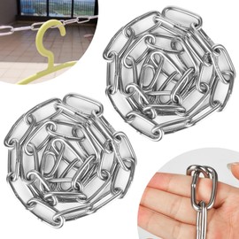 Stainless Steel Chain Link, 2PCS Metal Chain 31.5In x 0.16In Long Durable Steel Chain Links for Hanging Plant, Hanging Clothes, Pet, Binding Chains Artworks