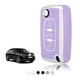 TOOMUME Key Cover TPU Car Key Case Fits Peugeot 206 207 307 308 407 2008 3008 4007 5008 Citroen C1 C2 C3 C4 Picasso Berlingo, Key Cover Protection Key Case - Flip Key