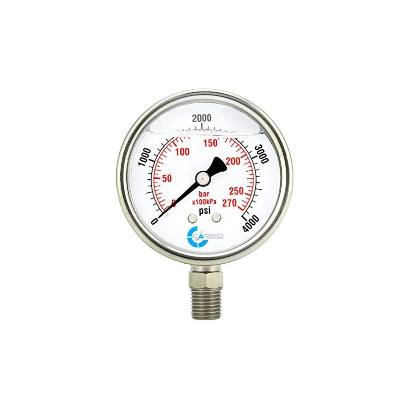 CARBO Instruments 2" Pressure Gauge, Stainless Steel Case, Chrome Plated