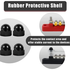 Greluma 2 Pack 6 Pin Bus Bar Earth Distribution 150A Power Distribution Terminal Block with Cover for Car, Marine, Car, Trailer, RV, Boat - Red and Black