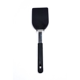 RSVP International Kitchen Tool Collection Flexible Nylon Spatula, Stainless Steel Handle, 12x2.75", Black