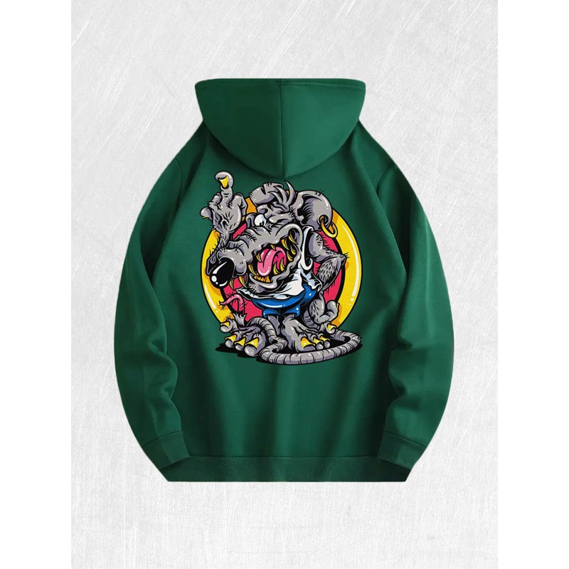 Cartoon Rat Graphic Hoodie 100% Cotton US Warehouse 7 ColorsColor: