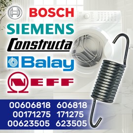 Set 2 Pieces Drum Springs for Washing Machine with Original Code 00606818 606818 for Bosch for Siemens Maxx Classixx VarioPerfect Avantixx iQ100 iQ300 iQ390 - MADE IN EU - Warranty 10 Years - MONTERAL