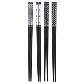 Davis & Waddell DAS0014 Chopsticks Set/4 Pairs, Bamboo/Black/White