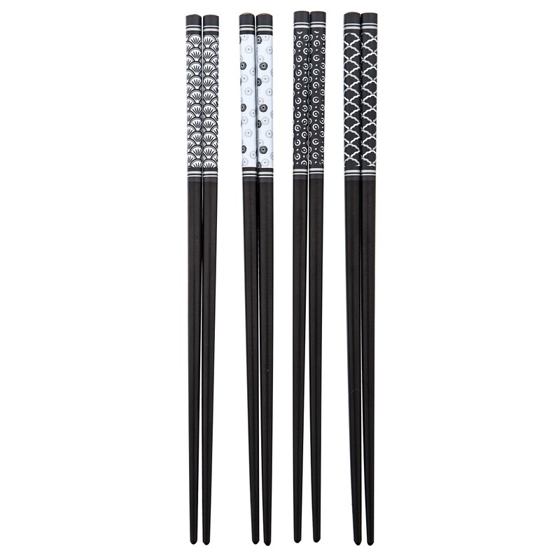Davis & Waddell DAS0014 Chopsticks Set/4 Pairs, Bamboo/Black/White
