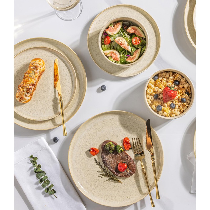 TheTerra Ceramic Dinnerware Sets for 4, 12 Pieces Handmade Reactive