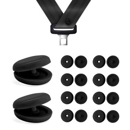 Gasedin 10 Sets Seat Belt Button Stop, Snap-On Plastic Seatbelt Stopper No Welding Required, Safety Seat Belt Stopper Spacing Limit Buckle Clip Retainer, Interior Car Accessories (Black)