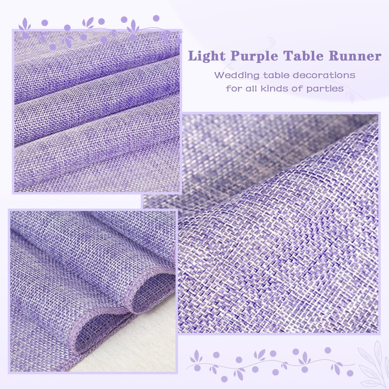 LuoluoHouse Burlap Table Runners Lavender Table Runner 2 Pack 13x84