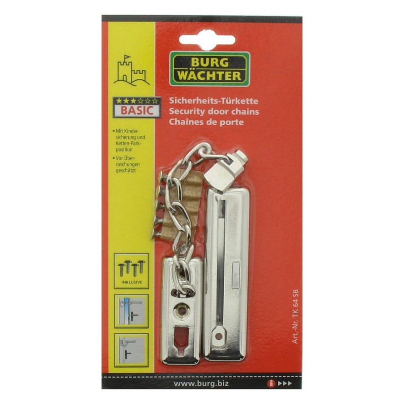 Burg-Wächter TK 64 SB Nickel Plated Safety Door Chain with