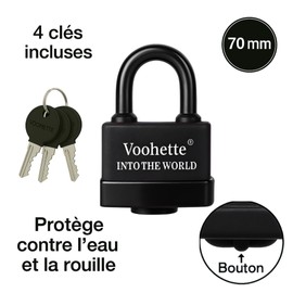 70mm Outdoor Heavy Duty Padlock Small Shackle 4 Keys Hardened Steel One Piece Shackle 11.5mm Shackle for Container, Garage, Gate (Black)