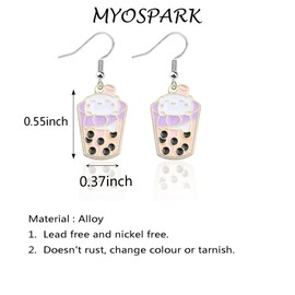 MYOSPARK Bubble Tea Cat Earrings Boba Lover Gift Bubble Tea Tapioca Jewelry Cat Lover Gift Cat Charm Earring for Women (CA Bubble Cat ER)