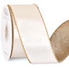 Ribbli Ivory Velvet Ribbon Wired 2.5 Inch Glossy Velvet with