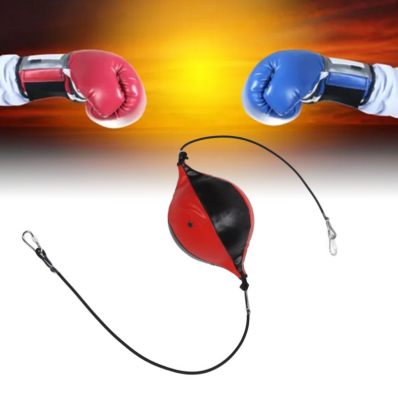Double End Punching Ball with Adjustable Cord Inflator PU Leather