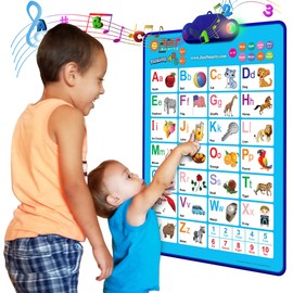Just Smarty Interactive Alphabet Wall Chart | Talking ABCs & 123s Music Poster with Interactive Light | Toddler Alphabet Learning | Best Educational Gift for Boys & Girls Ages 2 3 4 5 | Letter Sounds