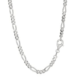 NKlaus 38-80 cm Figaro Chain 925 Silver 3+1 Links 3 mm Wide Necklace Silver Chain, Sterling Silver
