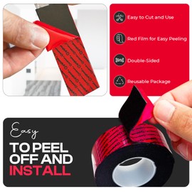 GripBond Black Double Sided Tape, Heavy Duty Mounting Tape (1 Roll, 1.2”x120”) Indoor/Outdoor Double Sided Tape, Double Sided Tape Outdoor Waterproof, Double Sided Cement Tape Outdoor Mounting Tape