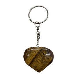 VIE Naturals Crystal Heart Keychain, 10x3cm, Tiger Eye