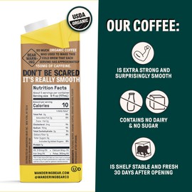 Wandering Bear Organic Caramel Cold Brew Coffee, 32 fl oz, 1 pack - Extra Strong, Smooth, Organic, Unsweetened, Shelf-Stable, and Ready to Drink Iced Coffee, Cold Brewed Coffee, Cold Coffee