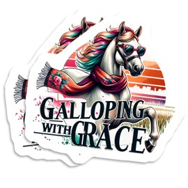 (2 Pack) Galloping with Grace Stickers Sticker - 2 Pack - 5" On Longest Side - Made in USA - PLDFS10647