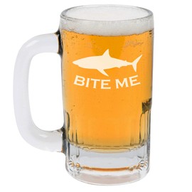 MIP Brand 12oz Beer Mug Stein Glass Bite Me Shark Funny