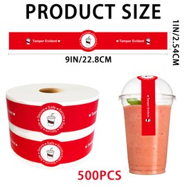 Safe Secure Tamper Evident Seals Stickers for Drink Lids 1.25" x 9" Food Delivery Stickers 500 Pcs Freshness Labels for Coffee Milk Tea Ice Cream Drink Lids Food Seal