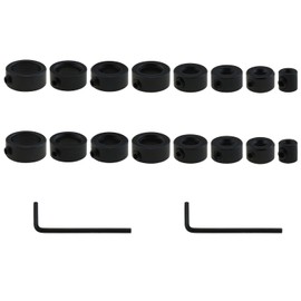 2 Sets Drill Bit Depth Stop Ring Kit Includes: 1/8", 3/16", 1/4", 5/16", 3/8", 7/16", 1/2" and 5/8" Sizes with Hex Key